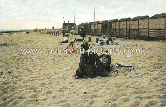 Bathing Huts, West Beach, Clacton on Sea, Essex. c.1906
